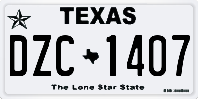 TX license plate DZC1407