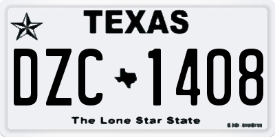 TX license plate DZC1408