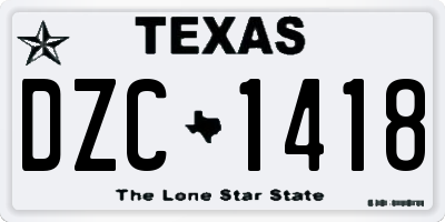 TX license plate DZC1418