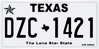 TX license plate DZC1421