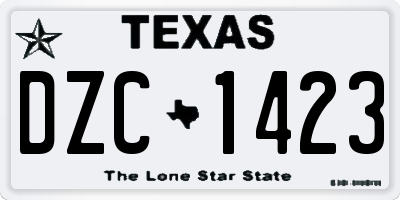 TX license plate DZC1423