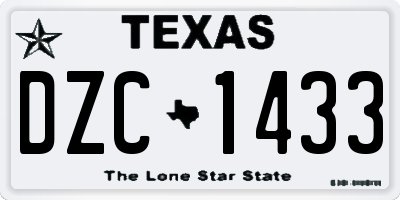 TX license plate DZC1433