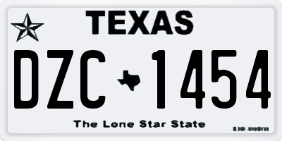 TX license plate DZC1454