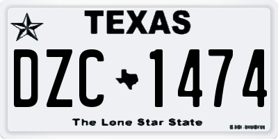 TX license plate DZC1474