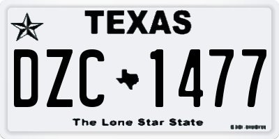 TX license plate DZC1477