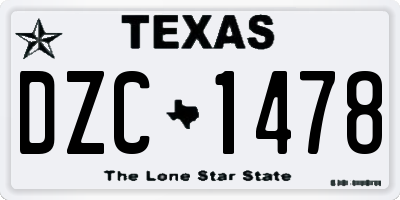 TX license plate DZC1478