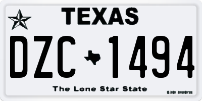 TX license plate DZC1494