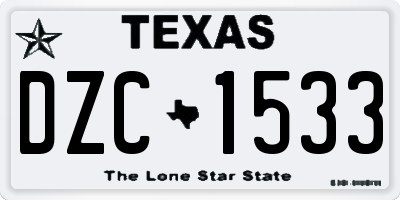 TX license plate DZC1533