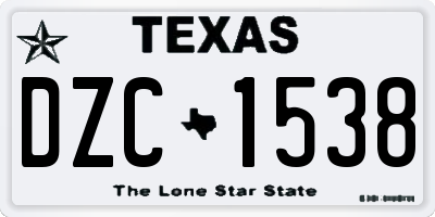 TX license plate DZC1538