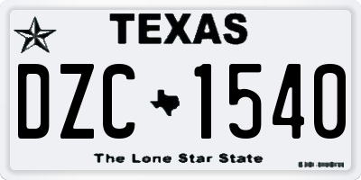TX license plate DZC1540