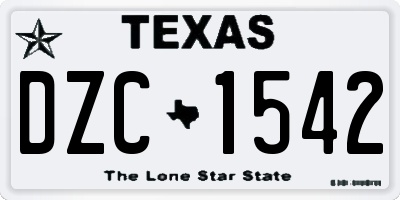 TX license plate DZC1542
