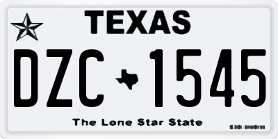 TX license plate DZC1545
