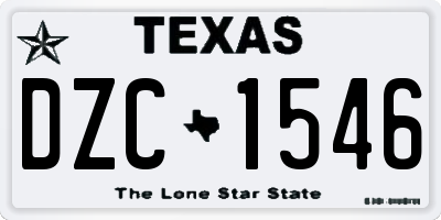 TX license plate DZC1546