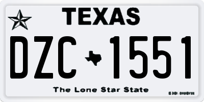 TX license plate DZC1551
