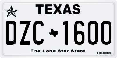 TX license plate DZC1600