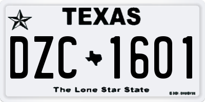 TX license plate DZC1601