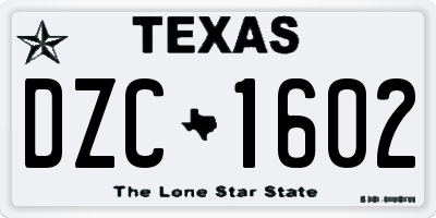 TX license plate DZC1602