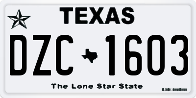 TX license plate DZC1603