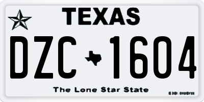 TX license plate DZC1604