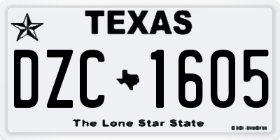 TX license plate DZC1605