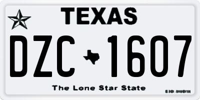 TX license plate DZC1607
