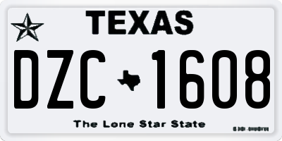 TX license plate DZC1608