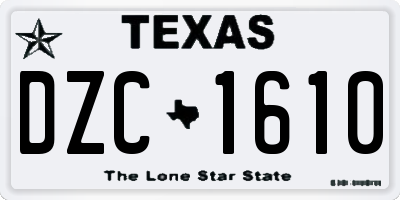 TX license plate DZC1610