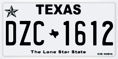 TX license plate DZC1612