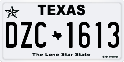 TX license plate DZC1613