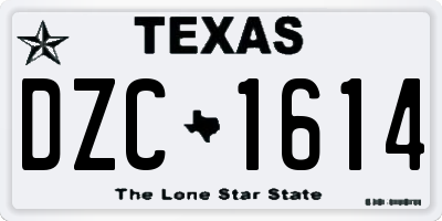TX license plate DZC1614