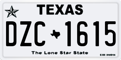 TX license plate DZC1615