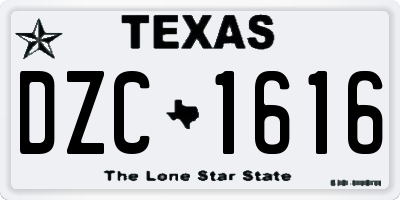 TX license plate DZC1616