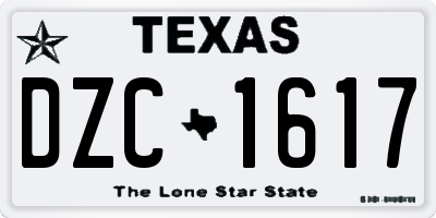 TX license plate DZC1617