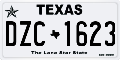 TX license plate DZC1623