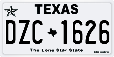 TX license plate DZC1626