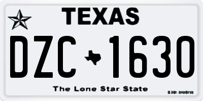 TX license plate DZC1630