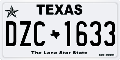 TX license plate DZC1633