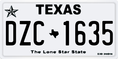 TX license plate DZC1635