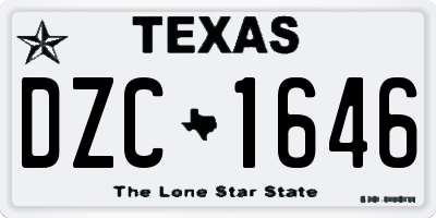 TX license plate DZC1646