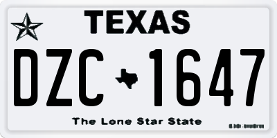 TX license plate DZC1647