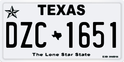 TX license plate DZC1651