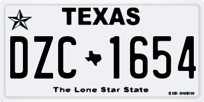 TX license plate DZC1654