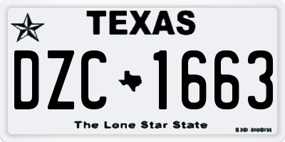 TX license plate DZC1663