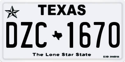 TX license plate DZC1670