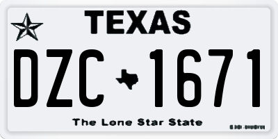 TX license plate DZC1671