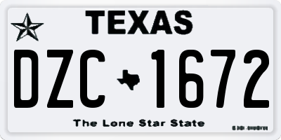TX license plate DZC1672