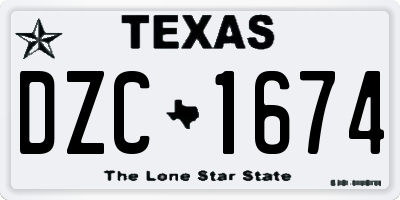 TX license plate DZC1674