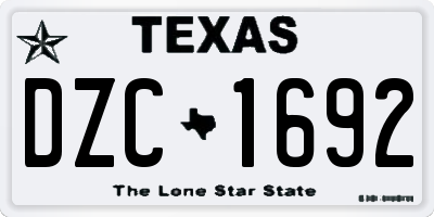 TX license plate DZC1692