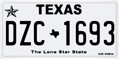 TX license plate DZC1693