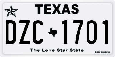 TX license plate DZC1701